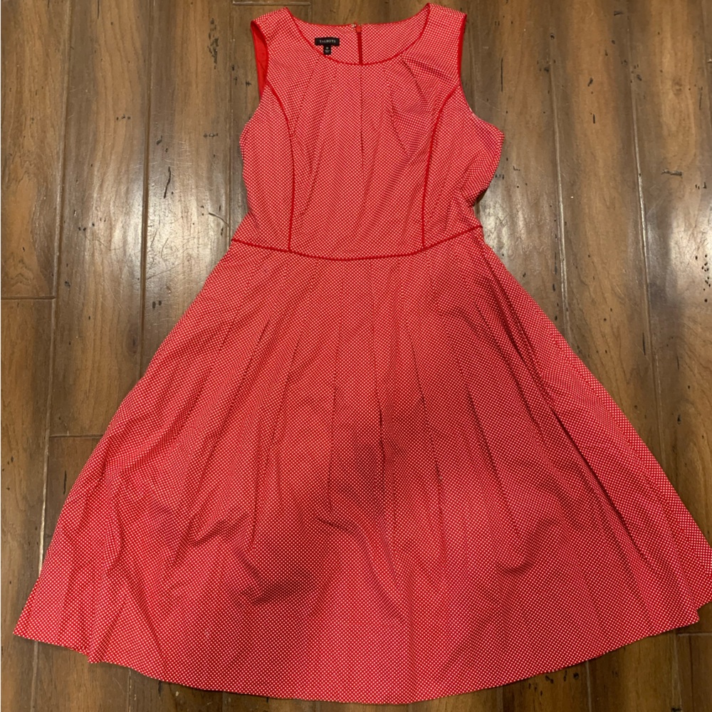 EUC Talbots Red Polka Dot A-line sleeveless dress 10